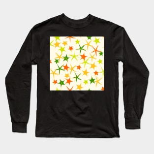 Starfish galaxy in lime green, emerald green, zesty orange and tangerine Long Sleeve T-Shirt